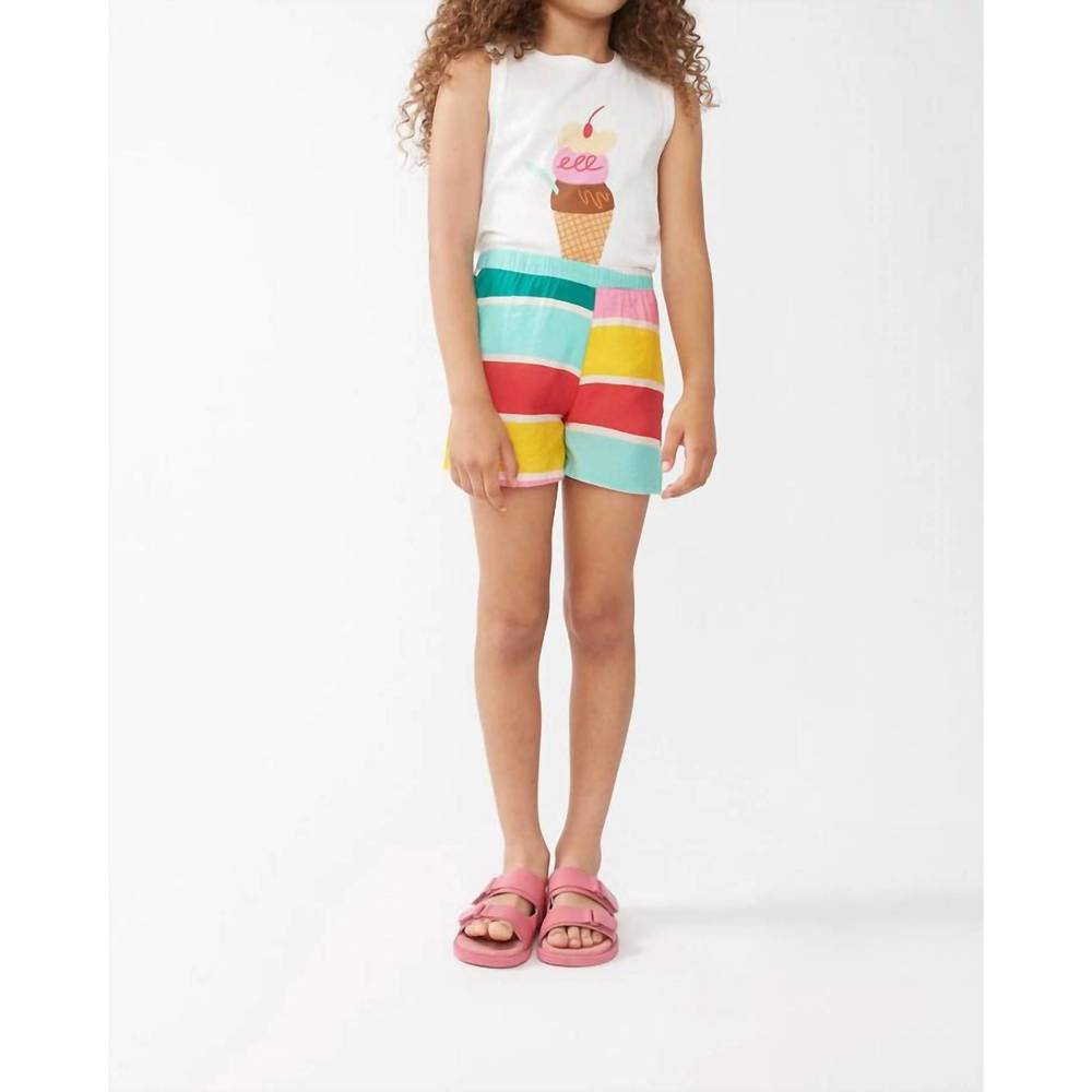 NEW COMPANIA FANTASTICA girl's colour wave striped print short in multi